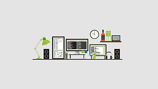 electronic appliances vector, minimalism, computer, multiple display, simple background