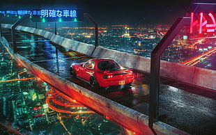 red coupe wallpaper, 3D, render, car, mazda rx7 HD wallpaper