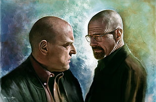 two men on black suit painting, Breaking Bad, Walter White, Heisenberg, Hank Schrader HD wallpaper
