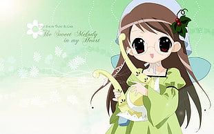 girl anime character in green dress