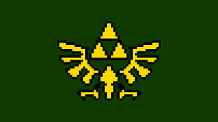 The Legend of Zelda logo, pixel art, pixels, Triforce, The Legend of Zelda HD wallpaper