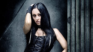 woman in black sleeveless top HD wallpaper