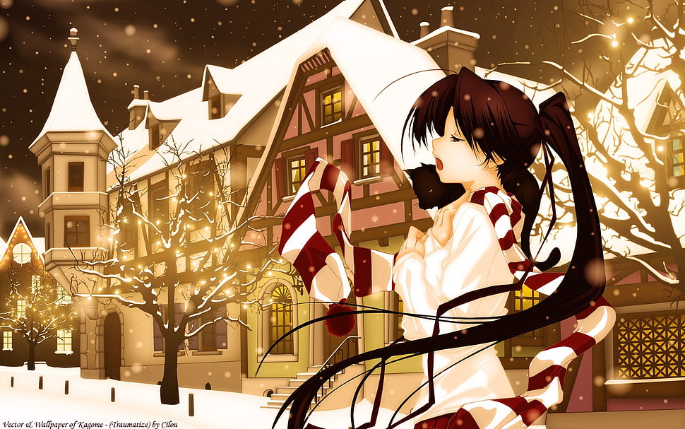 woman in white dress anime HD wallpaper