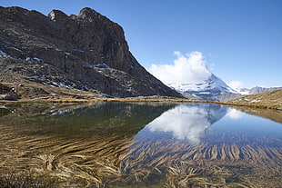 body of water beside mountain, gornergrat, zermatt