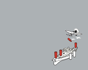 ship and aircraft illustration, threadless, simple, airplane, gray