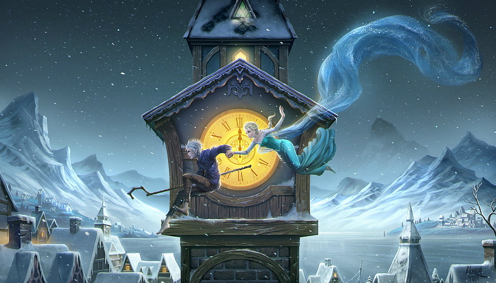 black and yellow corded power tool, movies, digital art, snow, Rise of the Guardians HD wallpaper