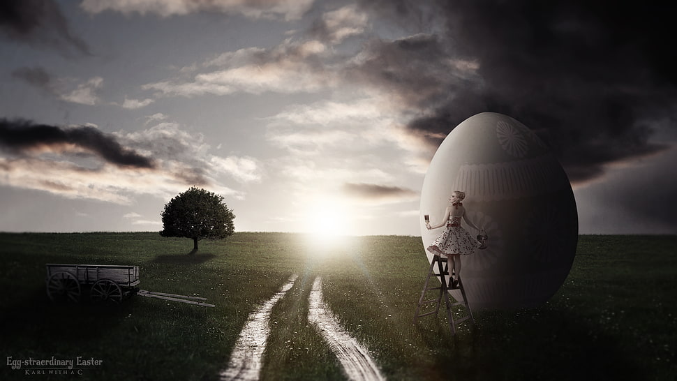 pathway and cloudy sky horizon, fantasy art HD wallpaper