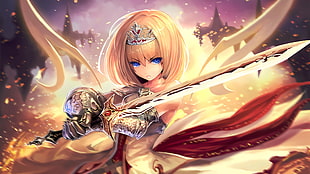 female animation character, anime, Shadowverse, Royal Saber Aurelia 