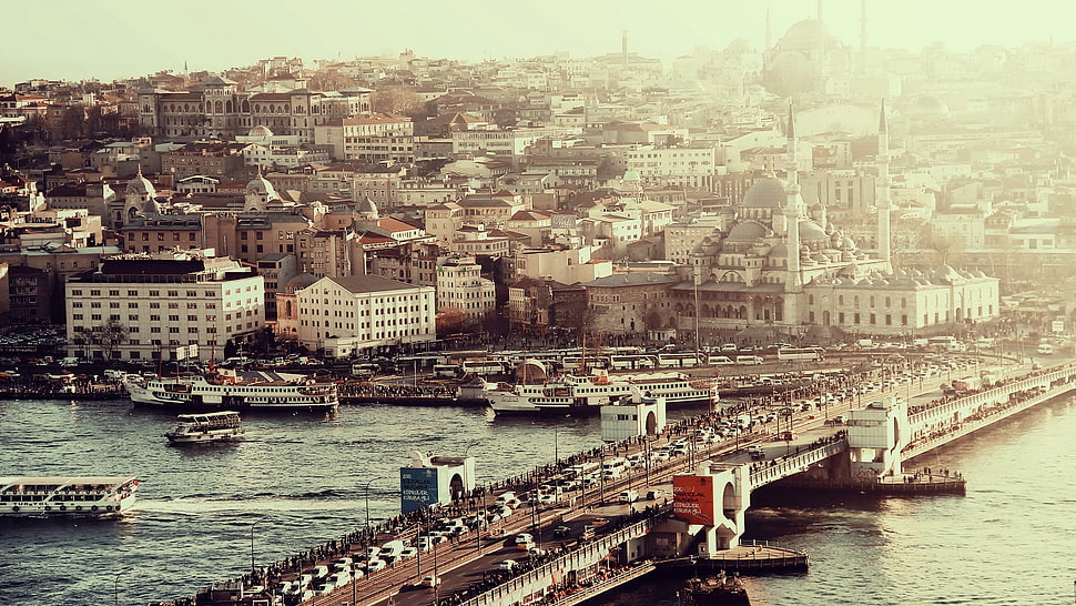 aerial view photo of Ataturk bridge HD wallpaper