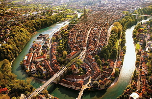 brown concrete structure, city, river, bridge, Bern HD wallpaper
