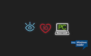 eye, heart, and pc illustration, Windows 10, Microsoft Windows, operating systems, minimalism