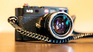 black SLR camera, Leica, depth of field, camera