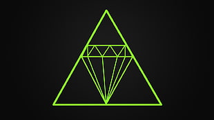 green triangle diamond logo, diamonds, minimalism, gray