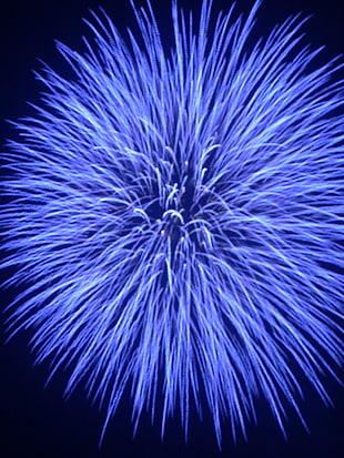 blue fireworks exploded