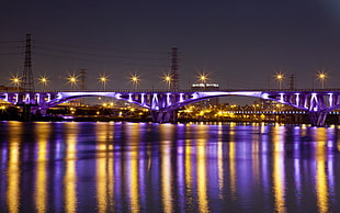 skyline purple bridge under the night sky