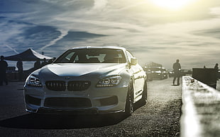 white BMW coupe, car, vehicle, BMW