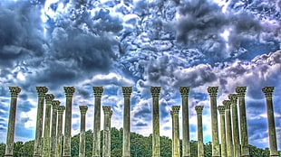 photography of white pillars