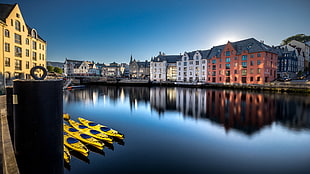 assorted houses near body of water, alesund, norway HD wallpaper