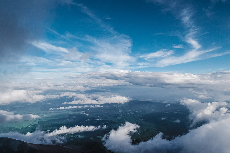 white clouds, Clouds, Sky, Top view HD wallpaper