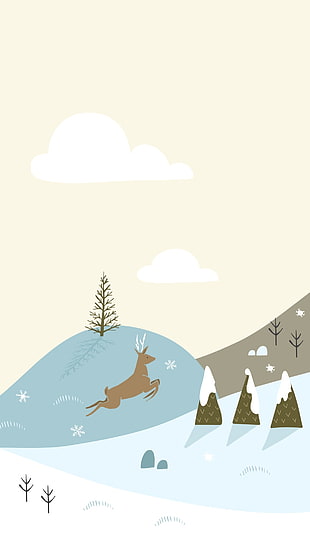 beige and blue mountain range illustration wallpaper