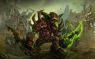Goblin holding two daggers fan art, goblin, World of Warcraft: Cataclysm, video games