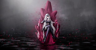 female character sitting on throne artwork, Fate Series, Jeanne d'Arc, Jeanne d'arc alter, throne