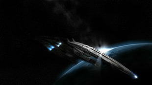 spaceship on outer space