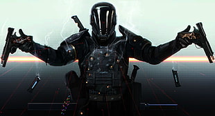 soldier video game digital wallpaper, weapon, machine gun