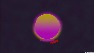 round yellow and purple logo, synthwave, New Retro Wave, cyber doom, Retro style