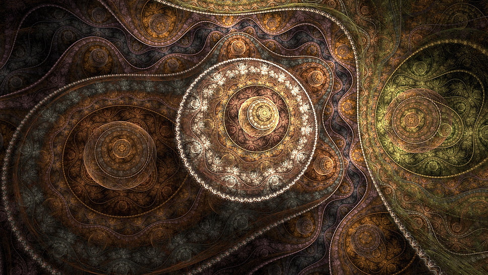 brown and black floral area rug, abstract, fractal HD wallpaper