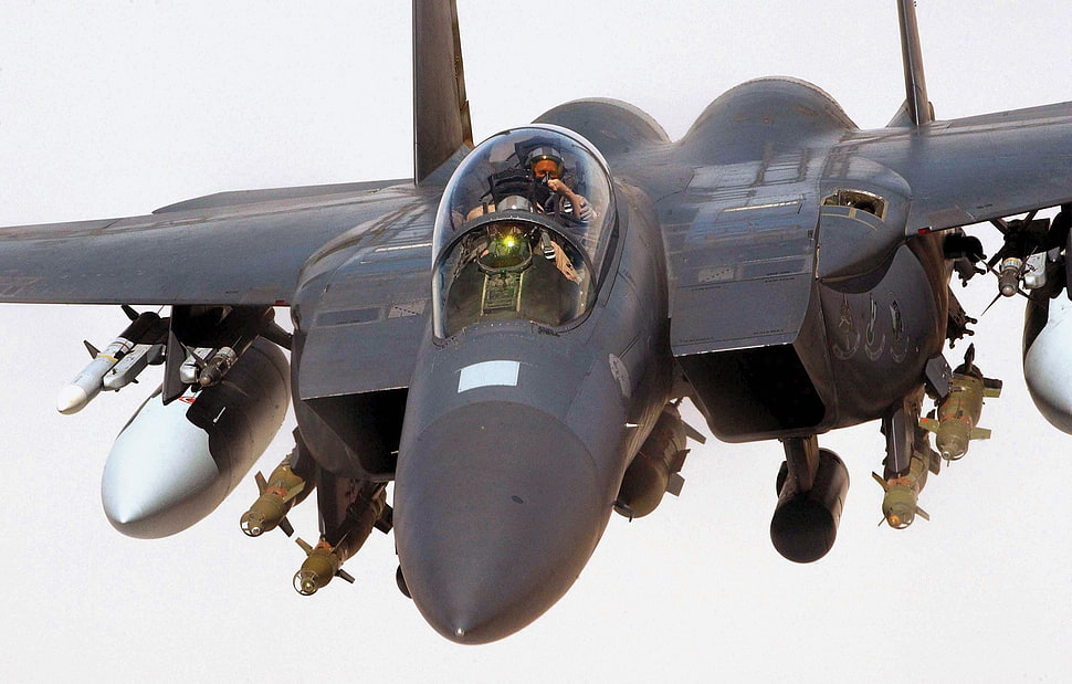 black fighting jet digital wallpaper, F-15, aircraft, military aircraft, vehicle HD wallpaper