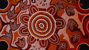 red and white sheet, Australia, painting, Aboriginal, tribal  HD wallpaper