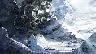 snow cover mountain painting, video games, I Am Setsuna, snow, fantasy art