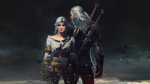 animated illustration of couple with swords