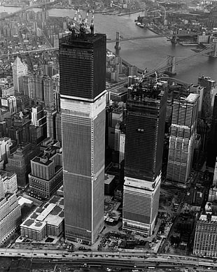 grayscale photo of high-rise building, architecture, building, skyscraper, New York City HD wallpaper