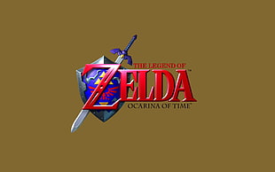The Legend of Zelda Ocarina of Time logo, The Legend of Zelda: Ocarina of Time, video games, simple background, retro games