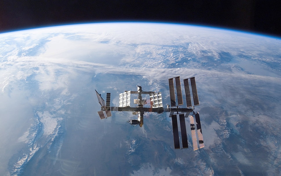 gray satellite, ISS, International Space Station, space HD wallpaper