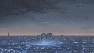 aerial view of cityscape, Makoto Shinkai , anime, 5 Centimeters Per Second HD wallpaper