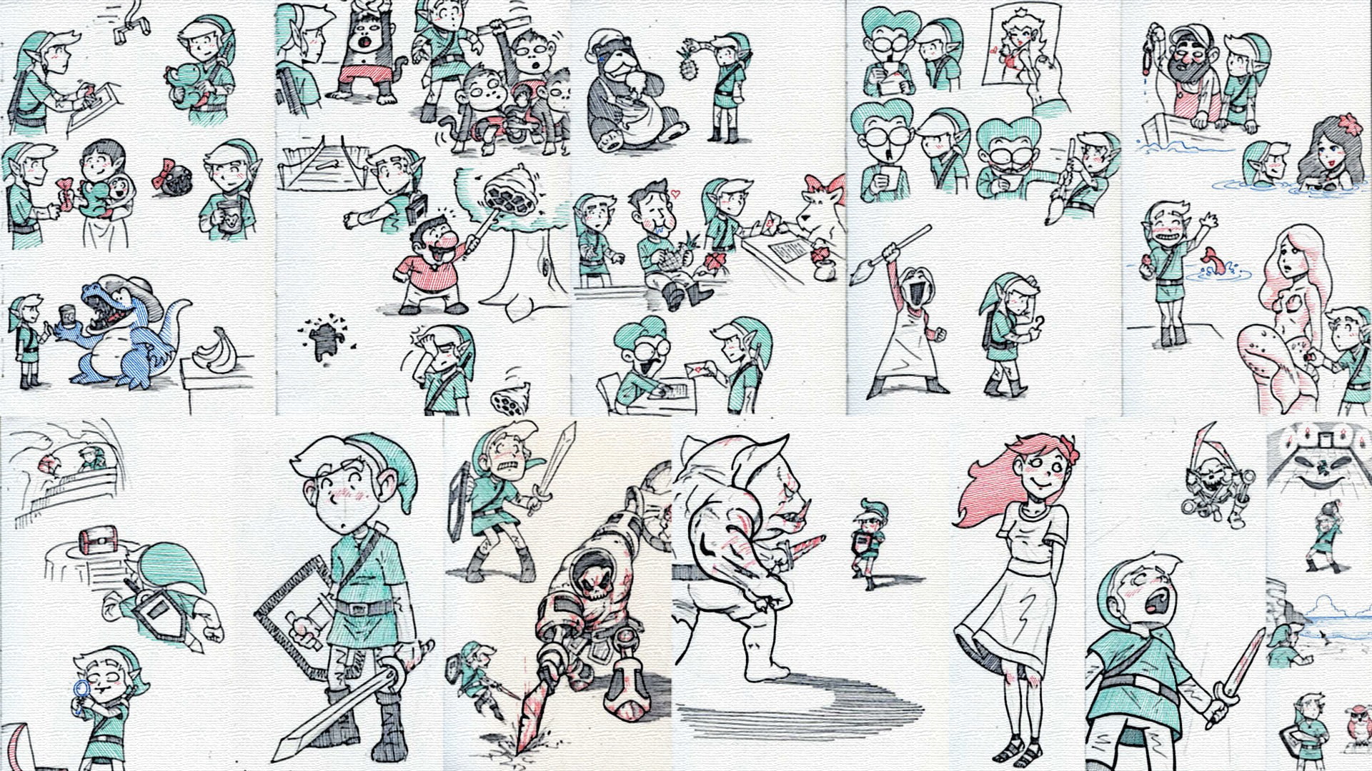 Link illustrations, The Legend of Zelda, The Legend of Zelda: Link's Awakening, Link