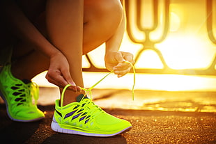 person tying shoe lace, running, shoes, lace, Sun