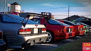 red and silver cars, JDM, Mazda RX-7, rotary engines