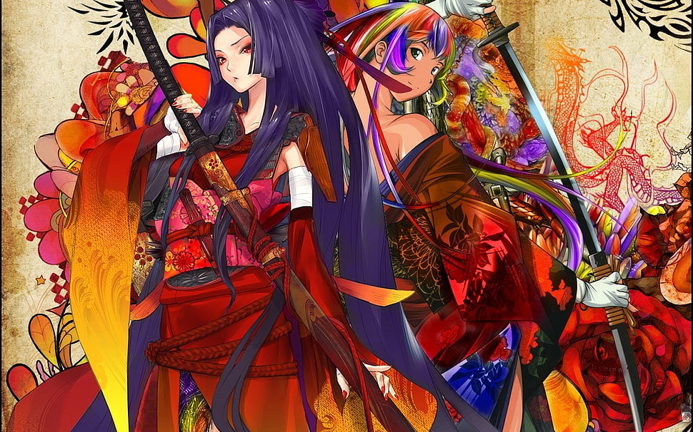 purple haired anime girl illustration HD wallpaper