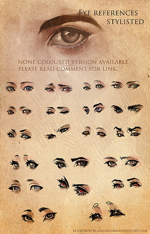assorted-color eyes illustration with text overlay, eyes