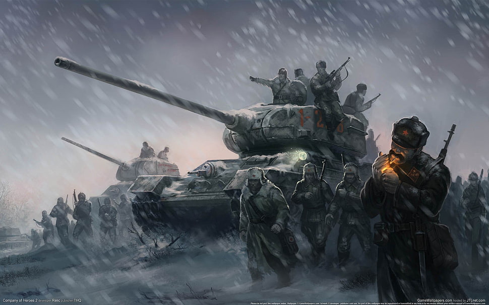 soldier and battle tank painting, artwork, World War II, Soviet Army, tank HD wallpaper