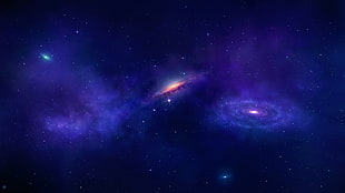 galaxy illustration, digital art, universe, space, planet