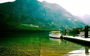white boat, nature, landscape, lake, boat HD wallpaper