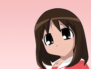 black female anime character with red and white tops digital wallpaper