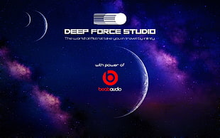 Deep Force Studio logo, music, writing, space HD wallpaper