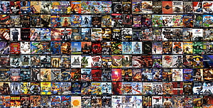 assorted-title movie case lot, PlayStation 2, collage, video games, PlayStation HD wallpaper