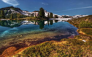 snowcap mountains beside lake